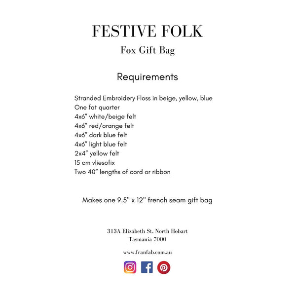 Festive Folk Fox Gift Bag Pattern