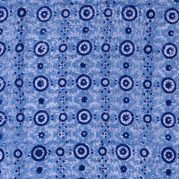 Blue Stars Indian Hand Block Printed Fabric