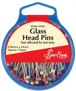 SEW EASY HANGSELL  Glass Head Pins, Extra Long